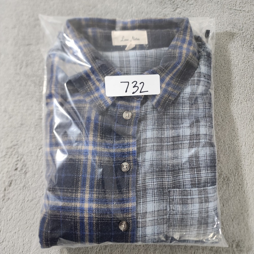 Love Notes‎ Top Plaid Women's Size Large Blue Hi Low Button Down Shirt - Picture 8 of 8